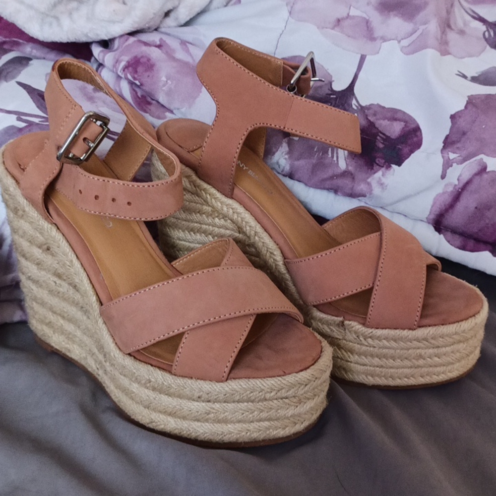 Tan wedge heels